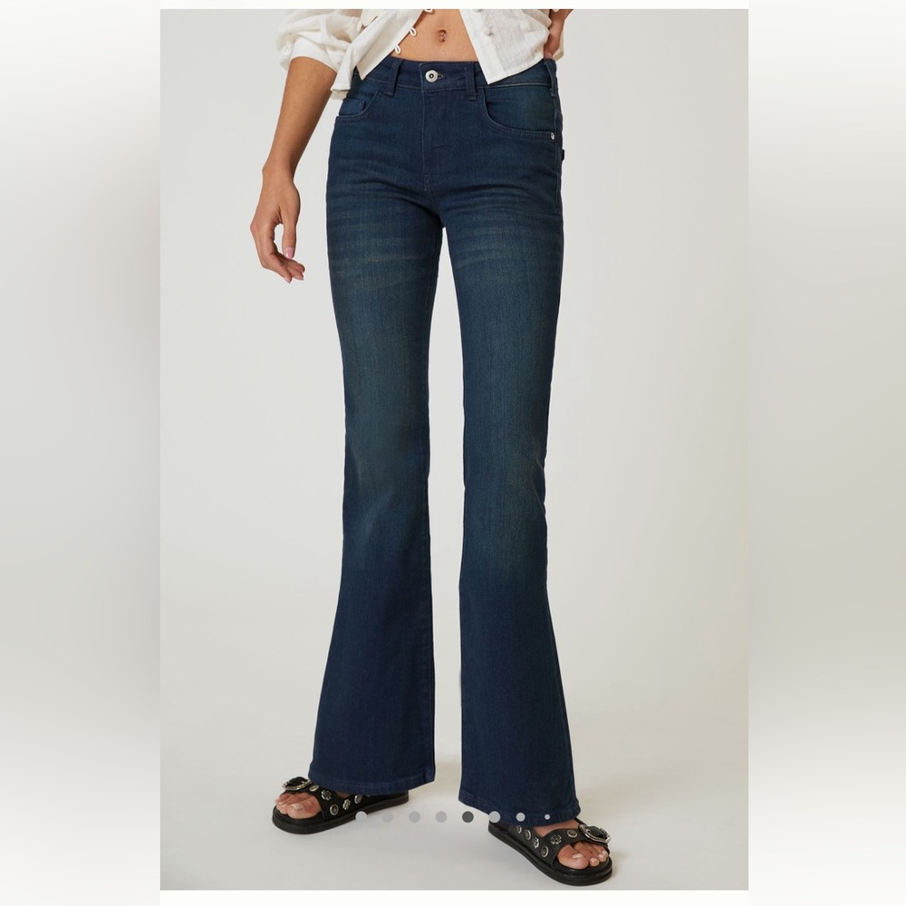 Pilcro Women's Dark Blue Flare Jeans - Picture 4 of 12
